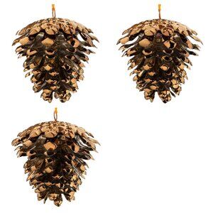 Large Copper Pine Cone Christmas Ornaments - Set of 3